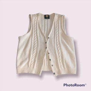 Vintage Cream Button Up Sweater Vest